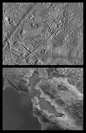Incredible pictures of Jupiter's Europa Moon and the area comparison on 